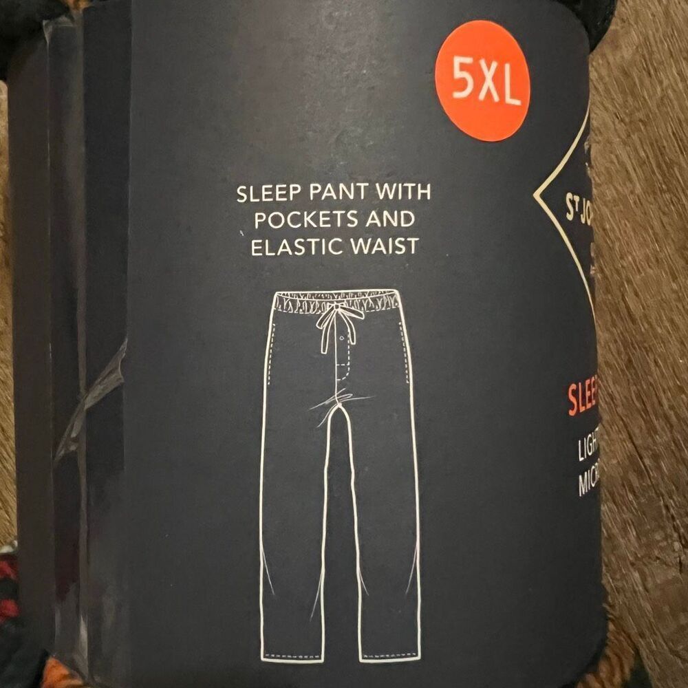 NWT ST. JOHN’S BAY Men’s 5XL Lightweight Microfleece Big Pajama Pants Pockets - Picture 3 of 4